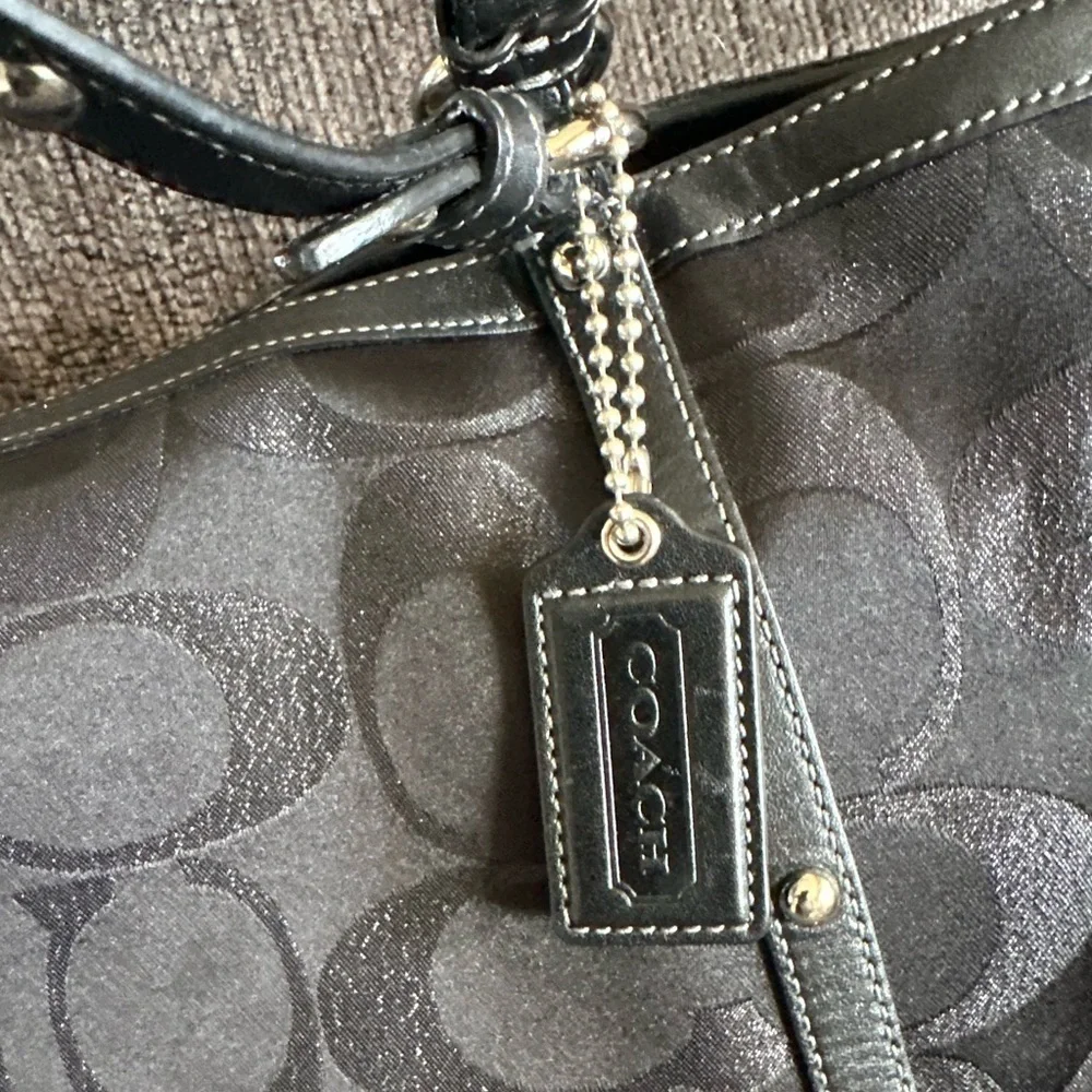 Coach Black Signature Lurex Studded Tote Shoulder bag